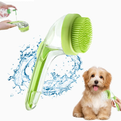 Pet Bath Brush with Integrated Shampoo Dispenser for Dogs and Cats - Ergonomic Design for Gentle Massage and Easy Grooming