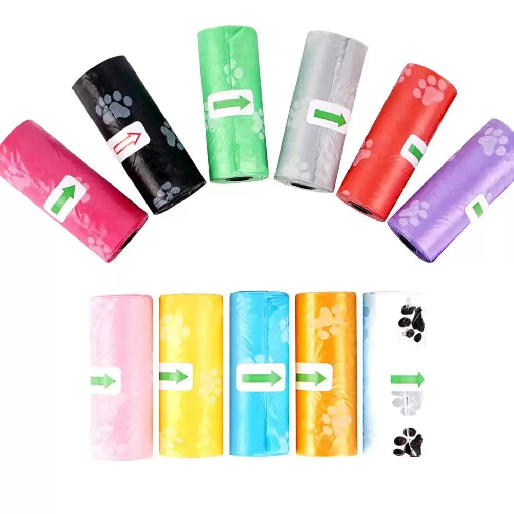 Solid Color Printed Pet Waste Bags, Portable Poop Bag Dispenser for Dog Walks, Easy Clean Cleaning Bags for Pets