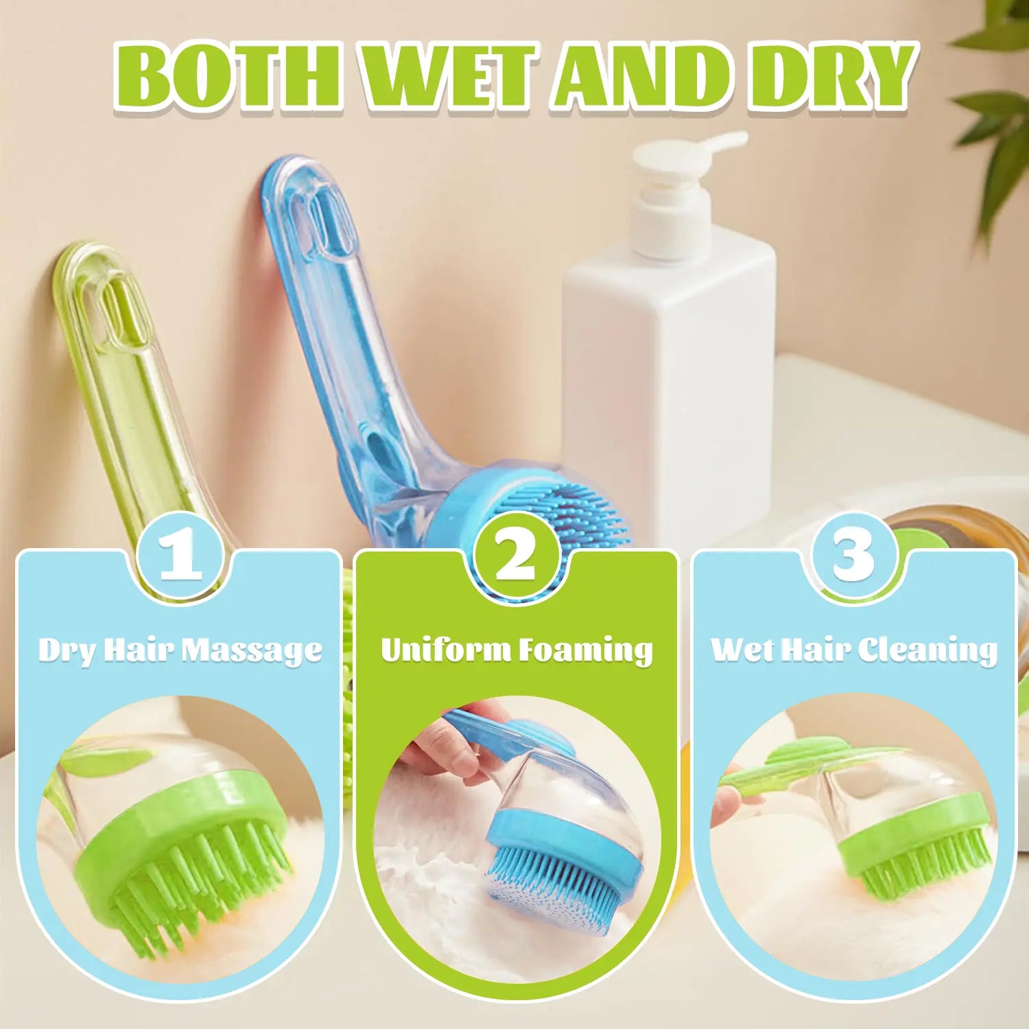Pet Bath Brush with Integrated Shampoo Dispenser for Dogs and Cats - Ergonomic Design for Gentle Massage and Easy Grooming
