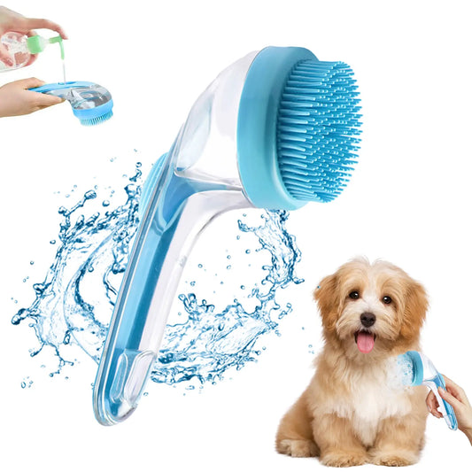 Pet Bath Brush with Integrated Shampoo Dispenser for Dogs and Cats - Ergonomic Design for Gentle Massage and Easy Grooming