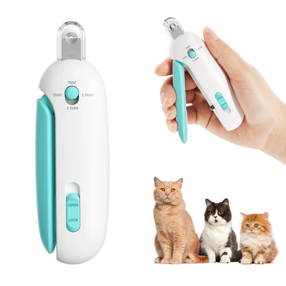 Potaroma Adjustable Cat Nail Clipper with Integrated Nail File | Safe Trimming Tool for Kittens and Indoor Cats | Anti-Splash Design for Pet Grooming (Blue)