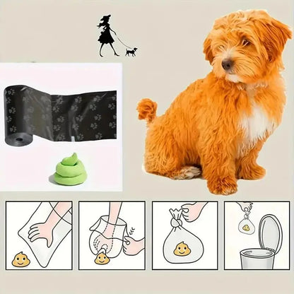 Solid Color Printed Pet Waste Bags, Portable Poop Bag Dispenser for Dog Walks, Easy Clean Cleaning Bags for Pets