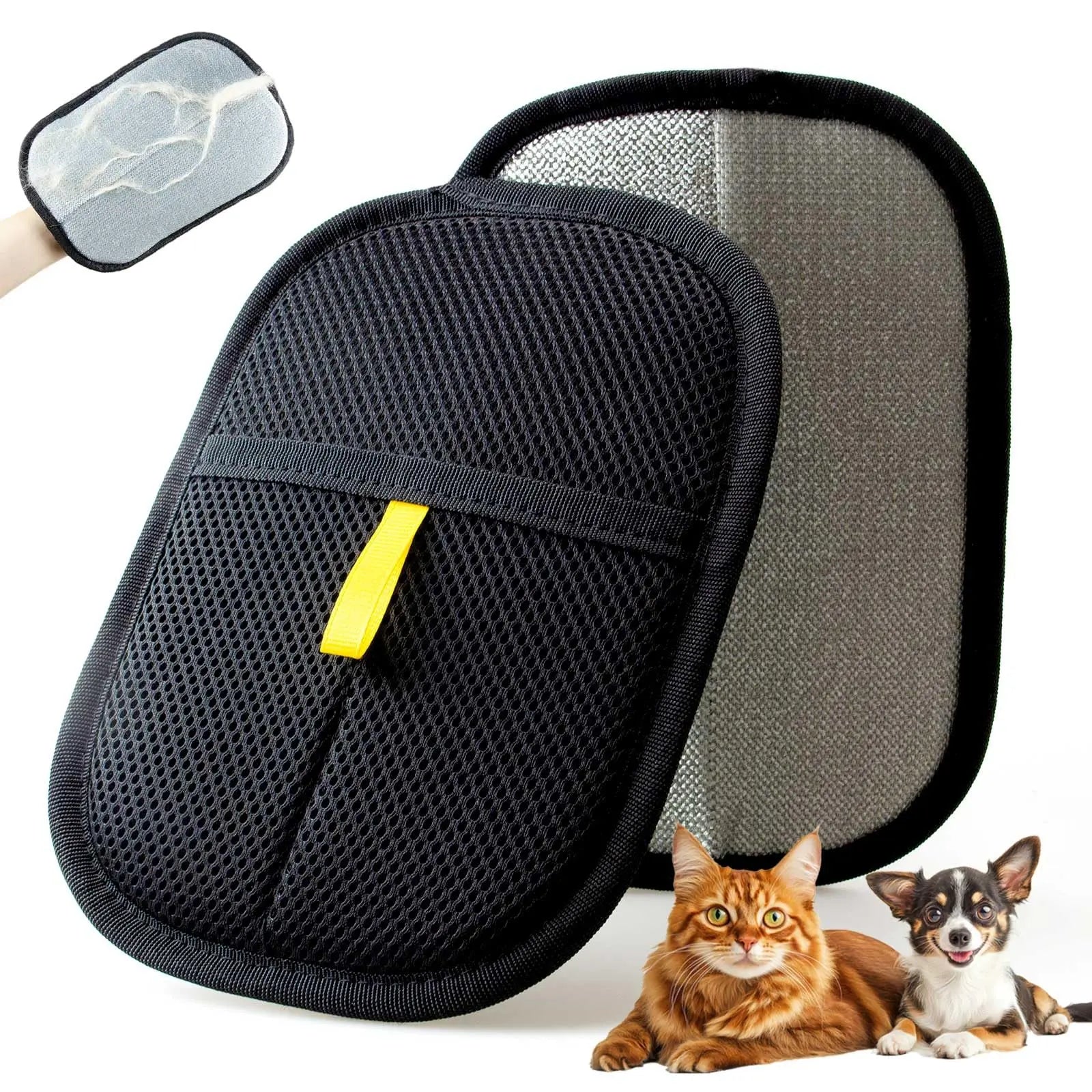 Pet Hair Removal Glove - Electrostatic Brush for Efficient Cat and Dog Hair Removal on Furniture, Carpets, and Car Seats (Black, Single Pack)