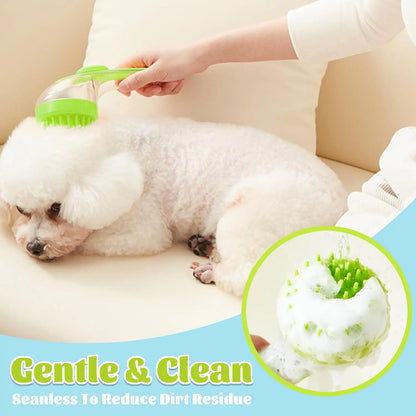 Pet Bath Brush with Integrated Shampoo Dispenser for Dogs and Cats - Ergonomic Design for Gentle Massage and Easy Grooming