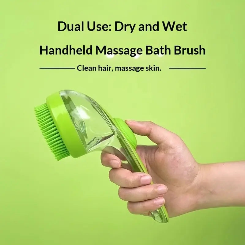 2-In-1 Pet Bath Brush & Shampoo Dispenser | Silicone Dog Grooming Tools Massage Scrubber