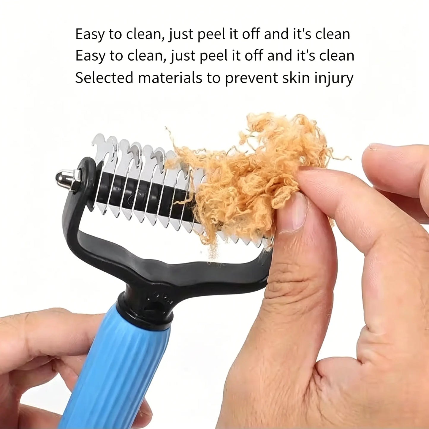 Double-Sided Pet Detangling Comb and Grooming Brush for Dogs and Cats with One-Click Undercoat Rake for Shedding and Mats