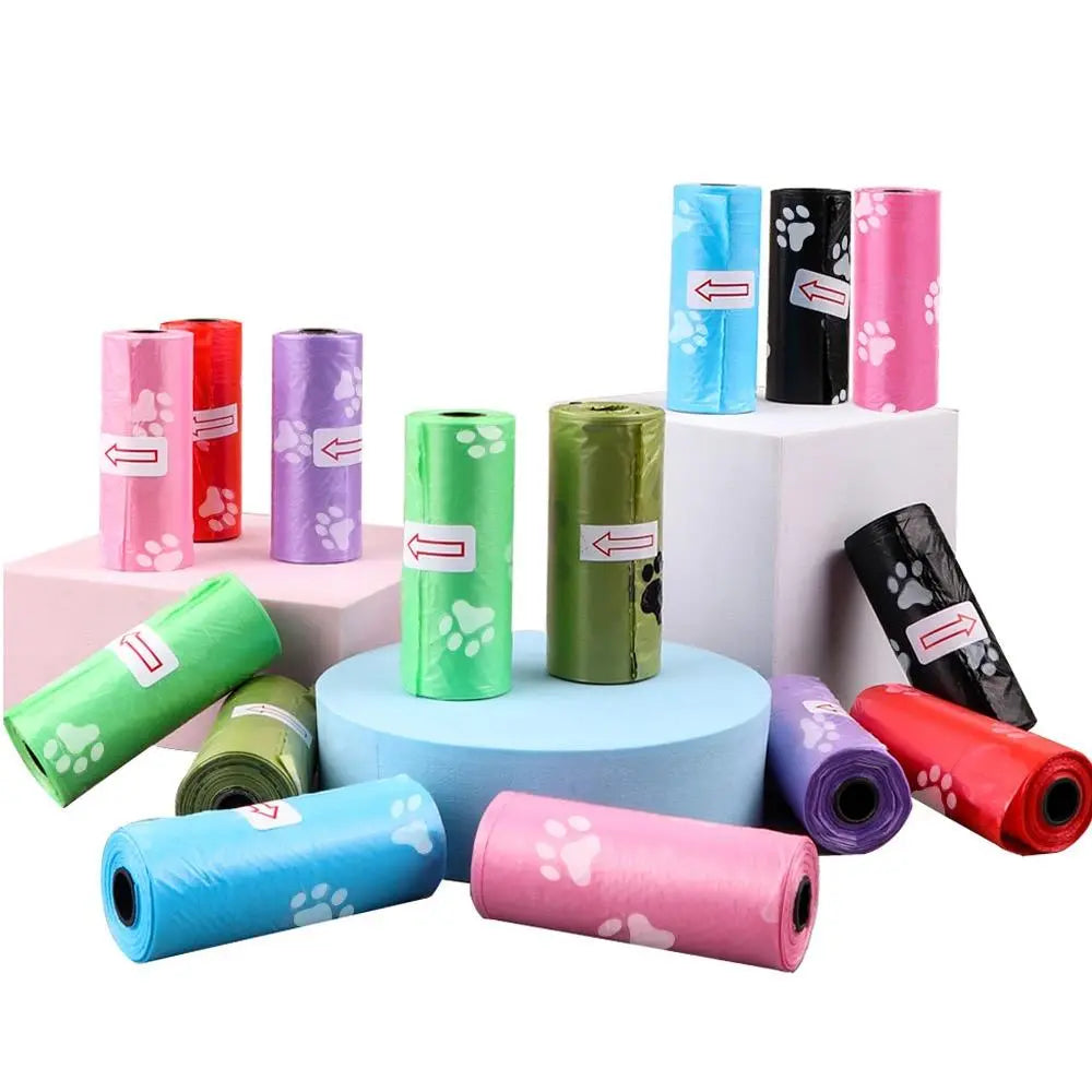Solid Color Printed Pet Waste Bags, Portable Poop Bag Dispenser for Dog Walks, Easy Clean Cleaning Bags for Pets